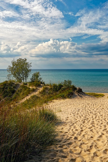 Indiana dunes beach and Lake Michigan